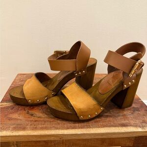Brown Leather Platform Sandals